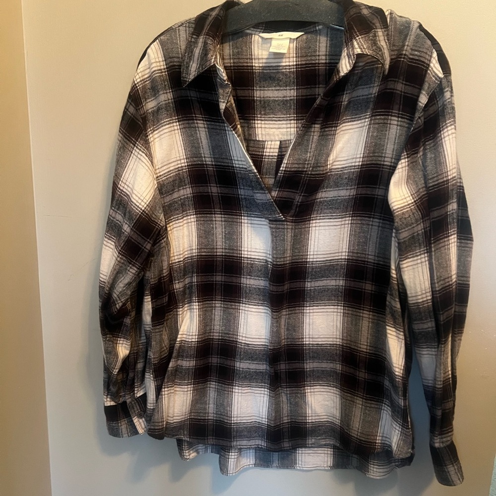 H&M Brown and White Checkered Shirt